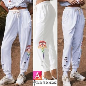 RARE*ELECTRIC & ROSE X ANTHRO Harbor Love Distressed Cotton Luxe Pride Joggers